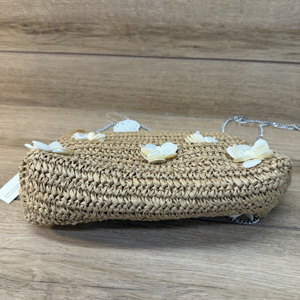 NWT Beaded Rattan‎ Bag Pearl & Seashell Chain Strap Bag India Beach TikTok Viral - Picture 5 of 11